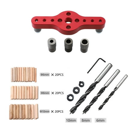 

ROBOT-GXG Vertical Pocket Hole Jig Locator Drilling Dowelling Puncher Adjustable Centering Punching Positioner DIY Detachable Tools Red