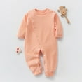 thumbnail image 2 of UAMVSH Baby Rompers Clothes Comfy Fleece Long Sleeve Solid Color Fall Winter Button down Newborn Jumpsuits Boys Girls Infant Outfits(1-2 Years,Orange), 2 of 3