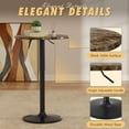 thumbnail image 5 of Homall 2 Pieces Bar Table Height Adjustable Bistro Pub Table Cocktail Round Table with Metal Base, Faux Marble/Black, 5 of 7