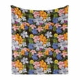 thumbnail image 1 of Tropical Soft Flannel Fleece Throw Blanket, Interpretation of Colorful Various Endemic Hawaiian Flowers, Cozy Plush for Indoor and Outdoor Use, 60" x 80", Charcoal Grey Multicolor, by Ambesonne, 1 of 5
