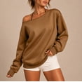 thumbnail image 6 of HappyYEE Women’s off the Shoulder Sweatshirt -Oversized Long Sleeve Versatile Sweatshirt - Fall Fleece Lined Daily Casual Layering Tops XS, 6 of 7