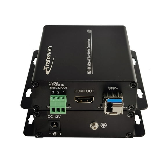 Transwan 4K @ 30Hz HDMI with RS232 Data Optic Fiber Extender Over 10 Kilometers Single-Mode Optical, Support HDCP 1.4 and EDID (Over 1 Core Single-Mode Fiber)