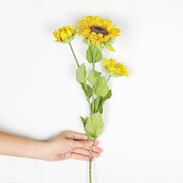 Ramo de girasoles artificiales | Arreglo floral falso de 65 cm de alto para decoración de bodas, fiestas en casa o en la oficina | Centro de mesa con ramo amarillo