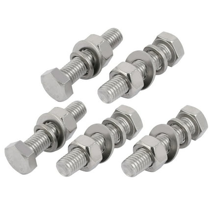 

Unique Bargains 5 Set M10x50mm 304 Stainless Steel Hex Bolts w Nuts and Washers Assortment Kit