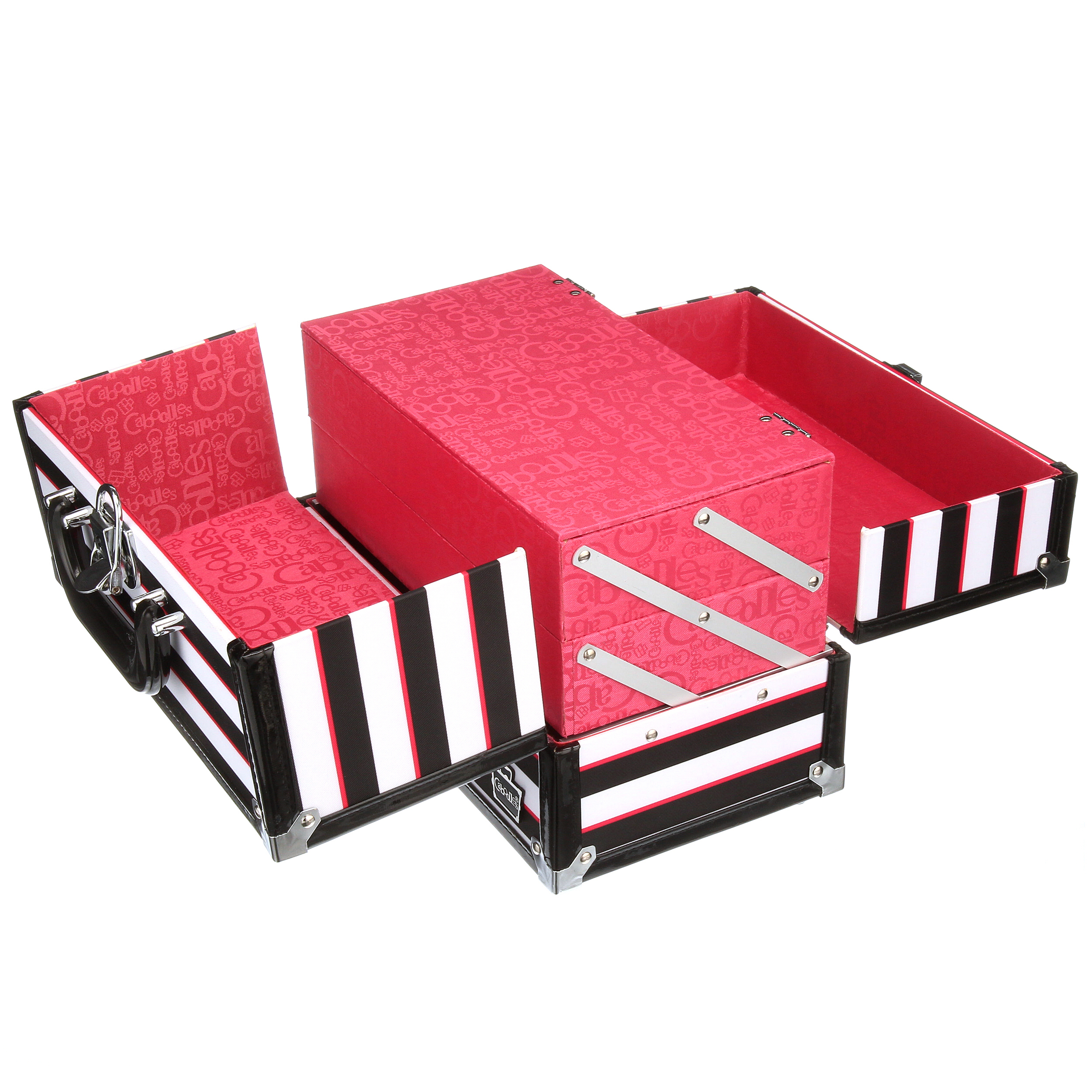 Caboodles Inspired Makeup Case, 2 Tray, Multi Color Striped - image 4 of 7