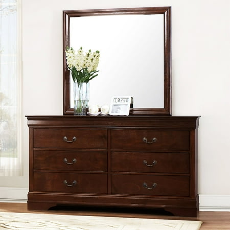 Tropical Island Dresser Mirror - Weston Home Dresser, Burnished Brown Cherry