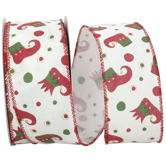 Reliant Ribbon - 93214W-001-40H, Jester Boots Linen Wired Edge Ribbon, Multi, 2-1/2 Inch, 20 Yards