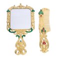 thumbnail image 1 of 2pcs Vintage Castle Mirror Comb Set Antique Hand Held Vanity Mirror Comb Kit, 1 of 9