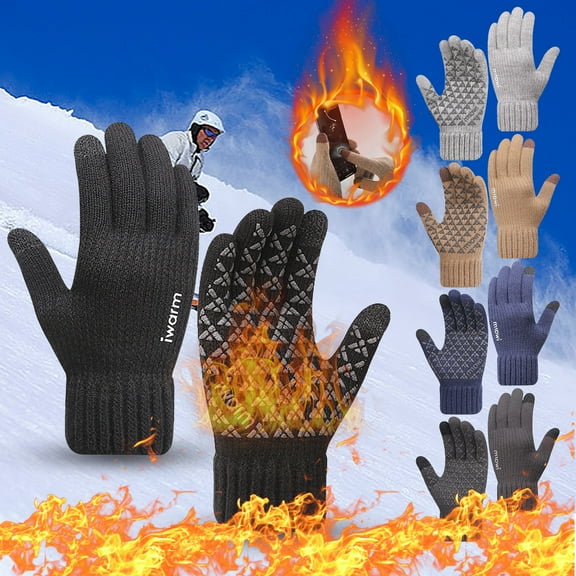 Winter Knit Gloves for Men and Women, Alpaca Wool Fleece Lined, Touchscreen Compatible, Cold Weather Handwear for Outdoor Work, Hiking, and Winter Sports, Size Xl, Dark Grey, by FAJHHA