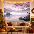 thumbnail image 3 of Misty Mountain Lake with Cherry Blossom Tree, Dreamy Japanese Inspired for Nature Lovers, Tranquil Scenery Wall Art Housewarming Gift, Tapestry Wall Hanging for Bedroom and Living Room, 3 of 7