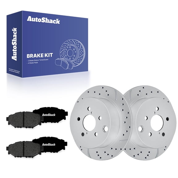 AutoShack Rear Brake Rotors & Premium Pads for Subaru, Crosstrek 2016-2023, AWD H4 2.0L 2.5L - Coated Drilled & Slotted - Silver Matte Finish - TurboGuard - 10.78" (273.8 mm), 5-Lug