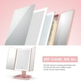 thumbnail image 6 of Makeup Mirror Vanity Mirror with Lights and Magnification, 3 Color Lighted Cosmetic Trifold Mirror with 72LEDs Touch Control(Pink), 6 of 8