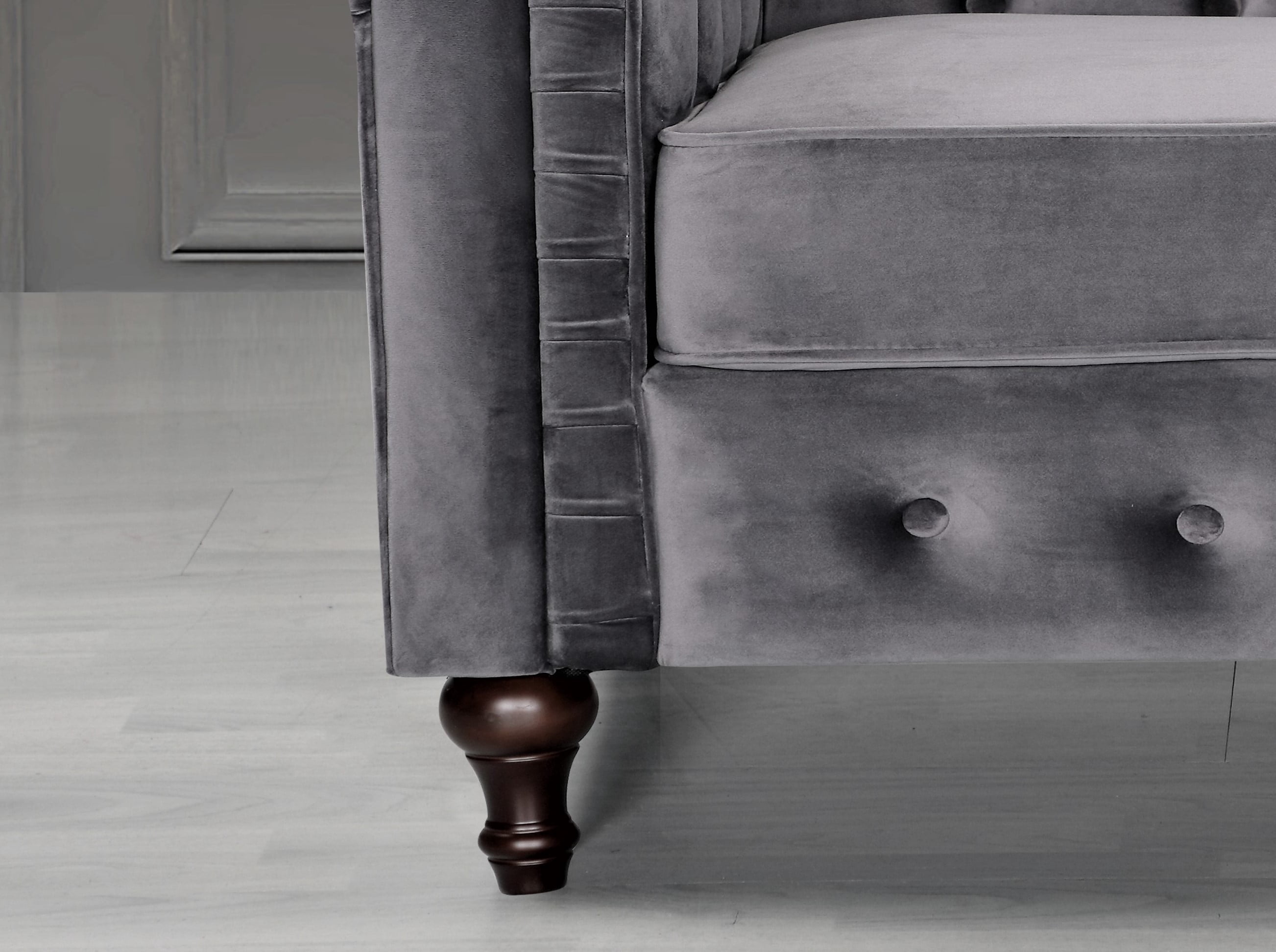 Uspridefurniture Shamblin 61'' Rolled Arm Chesterfield Loveseat,Gray