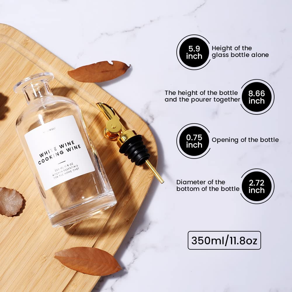 Bouteille Huile Cuisine En Verre 500ml AURMOO - Distributeur D'huile Avec Bec Verseur Et échelle Mesure + Entonnoir Inox