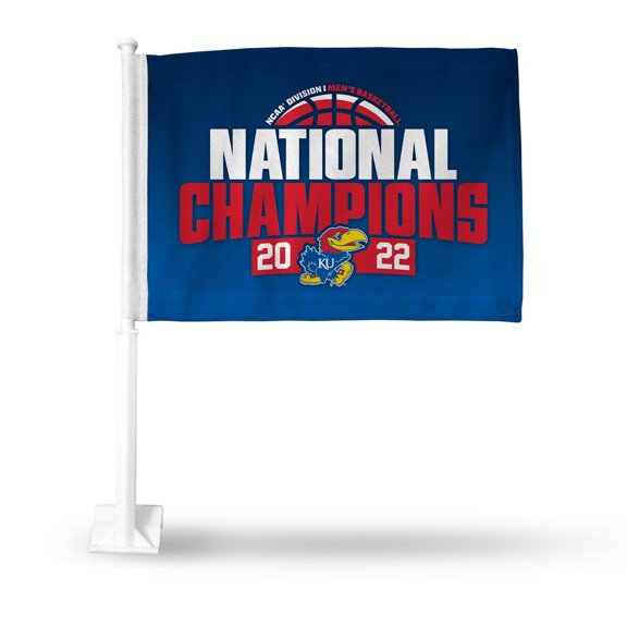 Kansas 2022 NCAA Champions Jayhawks 14x19 Double Sided Window Mount Car Flag