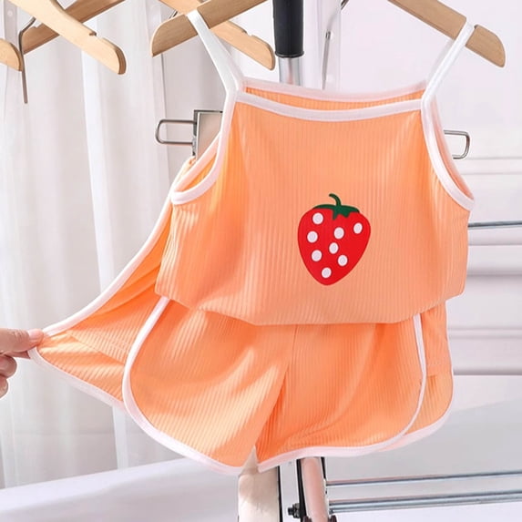 Faraee Toddler Clothes for Boy Girl Baby Summer Two Piece Outfits 3 6 12 18 24 Months 2T 3T 4T 5T Sleeveless Tank Top Quick-Dry Shorts Set (12-18 Months,Orange)
