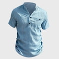 thumbnail image 7 of Yaoyar Men's Summer Button Down Shirts Loose Lapel Fashion Solid Short Sleeve Casual Vacation Shirt, 7 of 7
