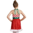 thumbnail image 2 of DPOIS Kids Girls Christmas Costume Halter Sleeveless Striped Ballet Dance Dress Red 16, 2 of 7