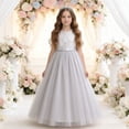 thumbnail image 2 of FYDUU Robe d'Été Élégante Sans Manches pour Filles, Robe Formelle en Tulle pour Fêtes d'Anniversaire, Robe Décontractée pour Filles, Robe Hawaïenne, 2 of 4
