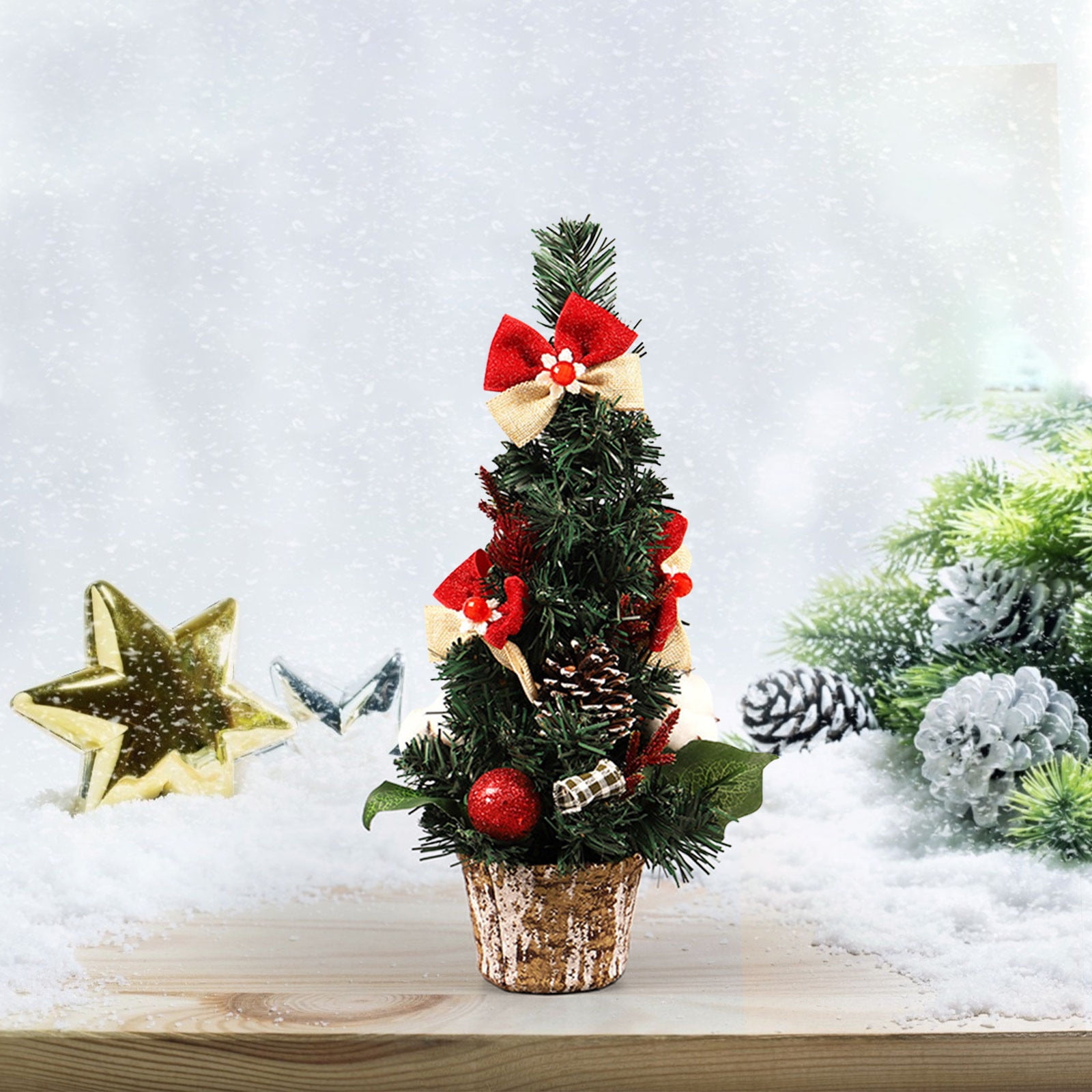 Artificial Mini Christmas Trees, 43pcs Mini Pine Tree for Miniature Scenes Designing Christmas Table Top and Xmas Holiday Party Decor The Holiday Aisl