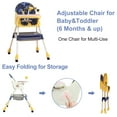 thumbnail image 3 of PUEDO 4-in-1 Baby High Chair Portable Toddler Dining Chairs Eat & Play Convertible Highchair with Adjustable Tray, Yellow & Blue, 3 of 10
