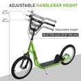 thumbnail image 4 of Aosom Kick Scooter, Kids Ride on Toy w/ 16'' Inflatable Wheel, Green, 4 of 10