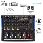 Pyle 8-Channel Bluetooth Studio Audio Mixer - DJ Sound Controller Interface