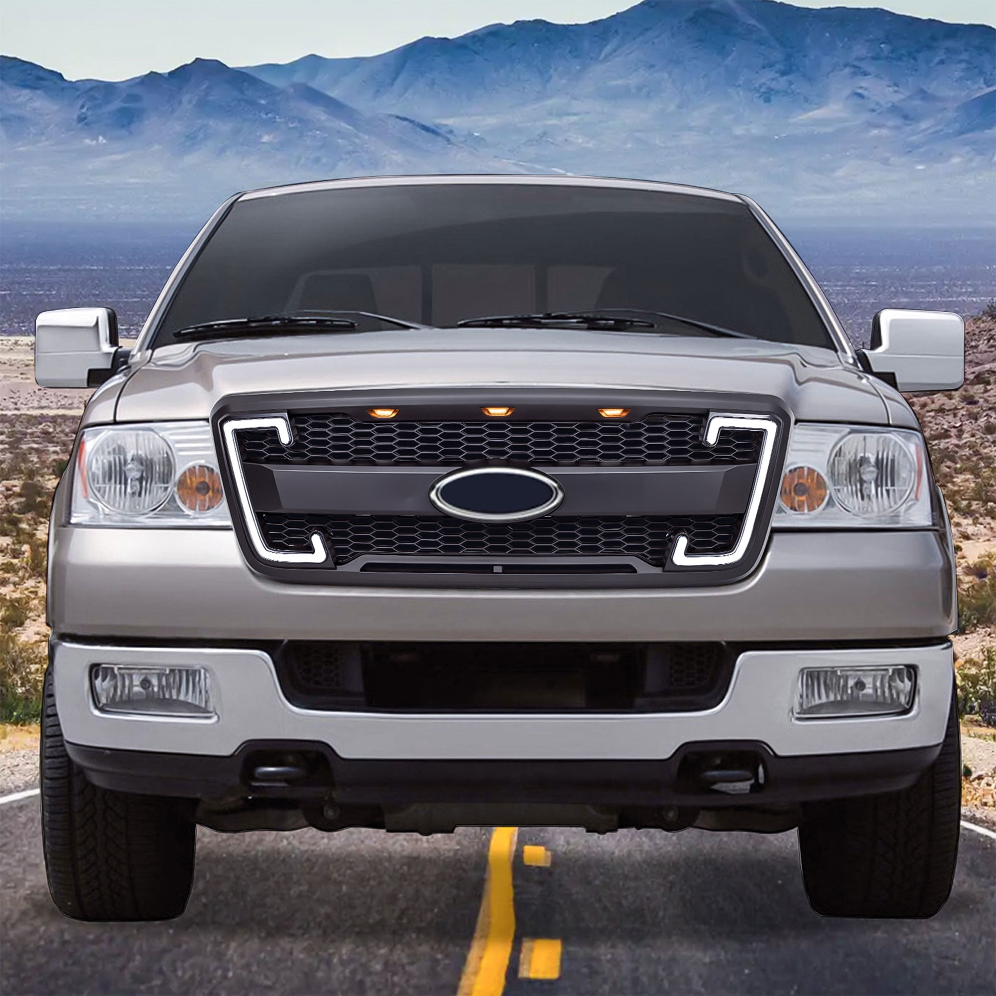 AMERICAN MODIFIED Raptor Style Mesh Grille for 04-08 Ford F150, Matte Black