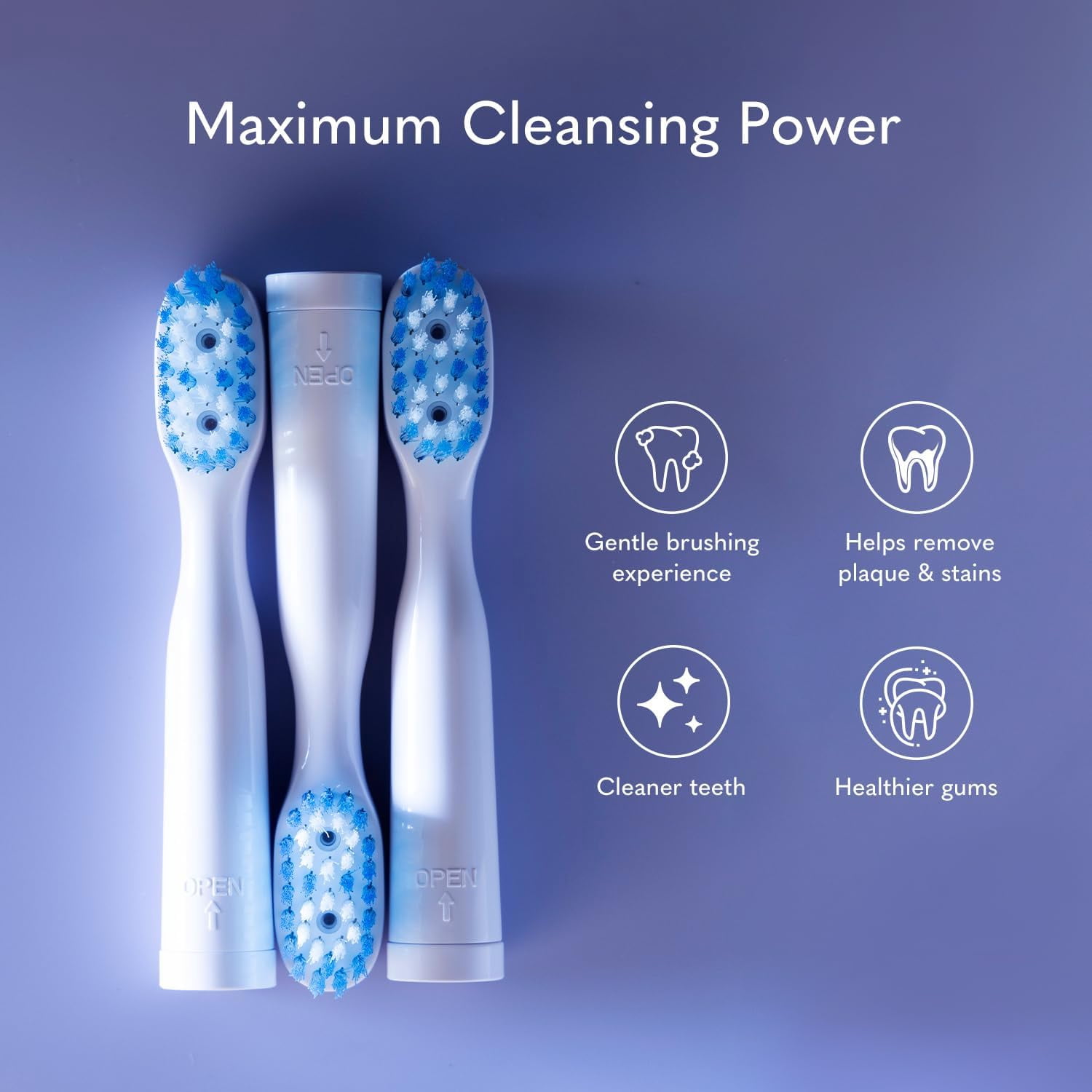 Smileactives Blue Light Toothbrush Head Replacement 3-Pack for Smile Actives Blue Light Toothbrush