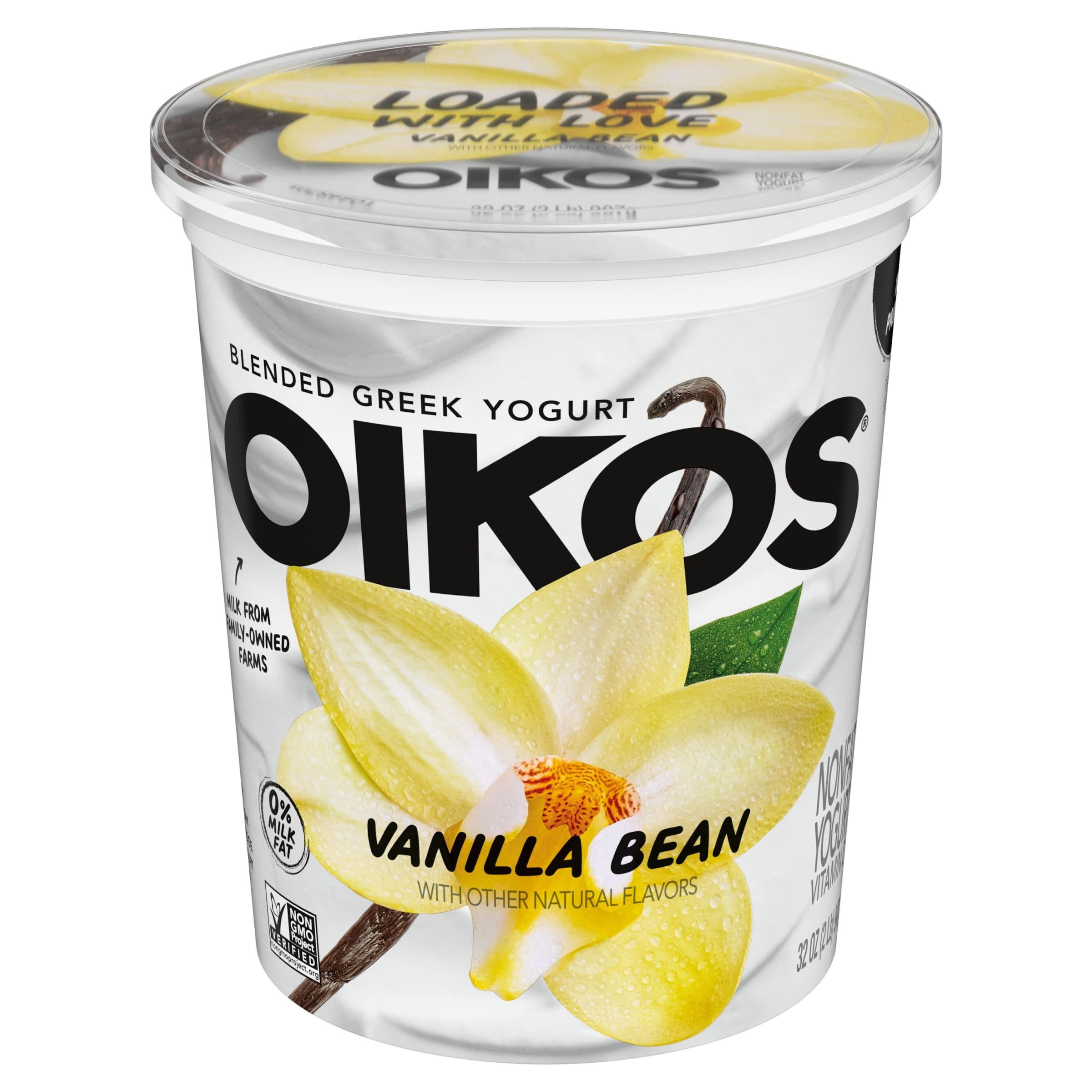 Oikos Blended Vanilla Bean Flavored Greek Nonfat Yogurt, 32 oz
