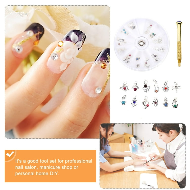 nail charms 1 Set Nail Piercing Pendant Set Nail Art Piercing Tool Dangle Nail  Charm Set 