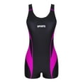thumbnail image 5 of Sinleey Women's Boyleg One Piece Swimsuits with Shorts Color Block Athletic Sport Lap Bathing Suit Rose Red 5XL/XXL, 5 of 7