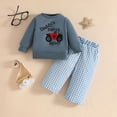 thumbnail image 2 of NOLDARES 2pcs Toddler Baby Boy Fall Winter Clothes Long Sleeve Sweatshirt Tops and Relaxed Pants Set Cute Print Outfits Clothing(Blue,3-6 M), 2 of 7