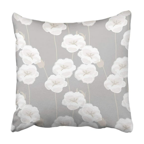 RYLABLUE White Fluffy Flowers Pattern Agriculture Blossom Boll Botanical Botany Bouquet Branch Pillowcase 18x18 inch