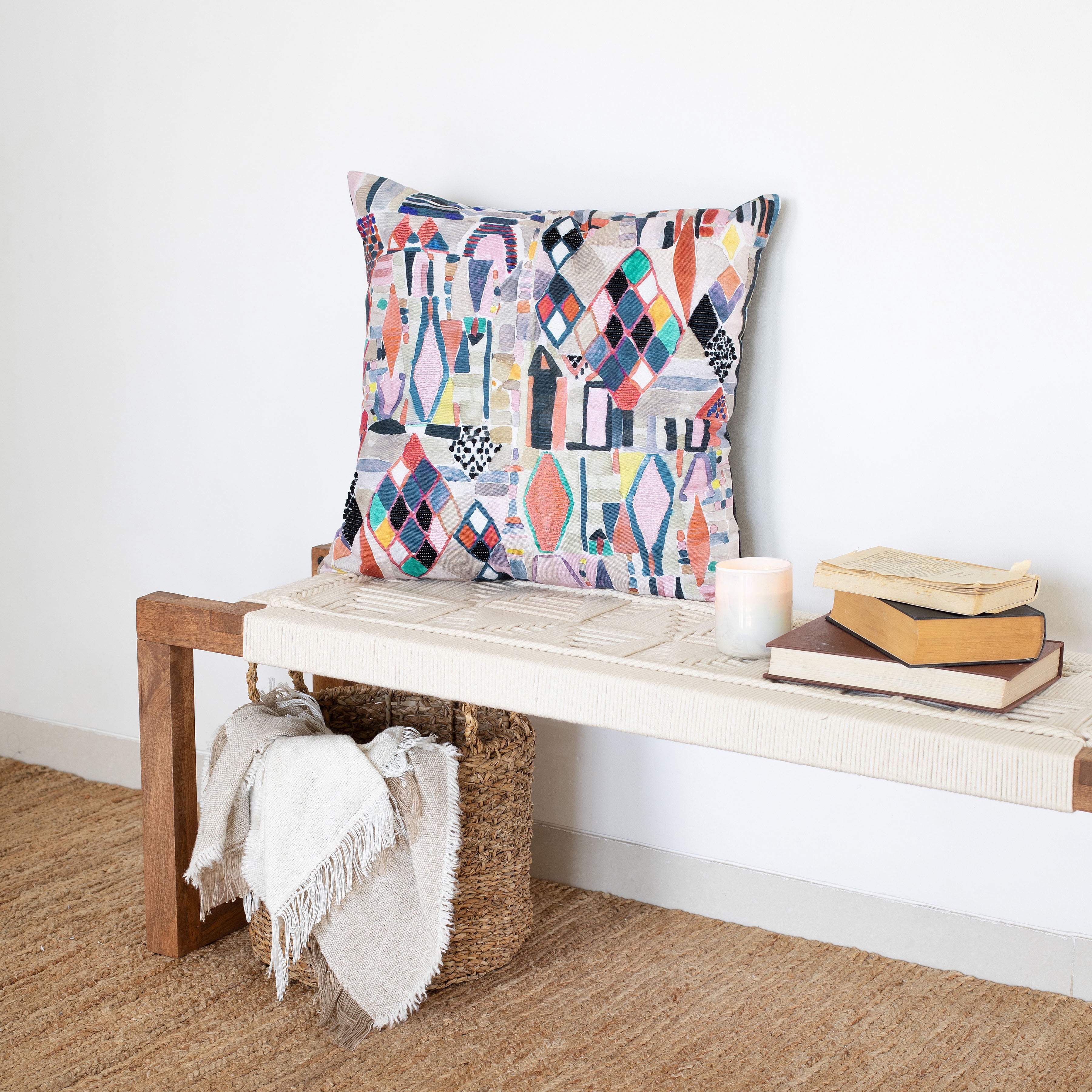 Harlow Hill Stacy Garcia 24" x 24" Mutlicolored Abstract Performance Adult Decorative Throw Pillow Cover