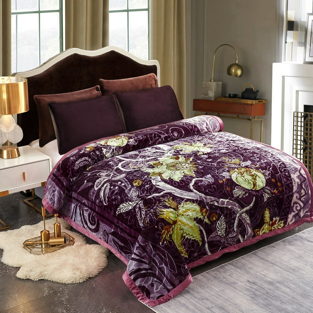 2 Ply Printed Fleece Plush Blanket Heavy Korean Mink Blanket, Soft and