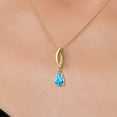 thumbnail image 3 of Gem Stone King 10K Yellow Gold Swiss Blue Topaz and Lab Grown Diamond Pendant Necklace for Women | 1.01 Cttw | Gemstone November Birthstone | Pear Shape 8X5MM | With 18 inch Chain, 3 of 6
