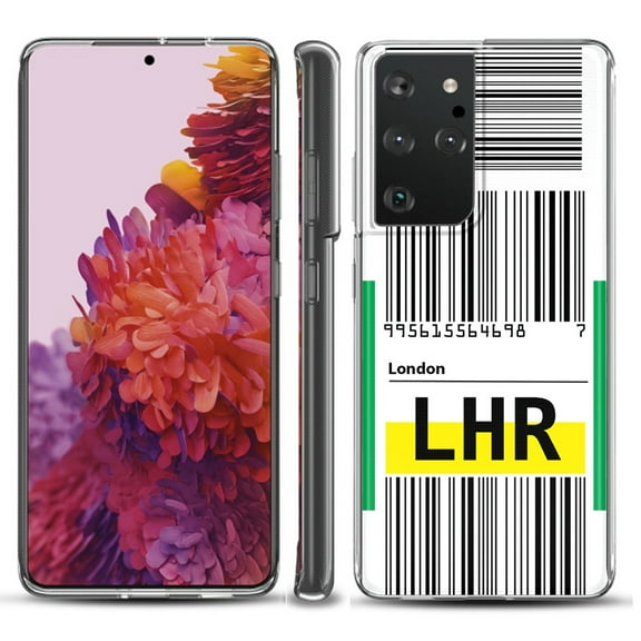Slim-Fit Lightweight Protective Phone Case compatible with Samsung Galaxy S21 ULTRA 5G, by OneToughShield ® - Airport Tag / London
