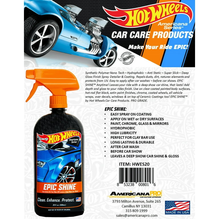 Hot Wheels Car Care Products - Epic Shine Synthetic Detailer (20 oz), Multicolor