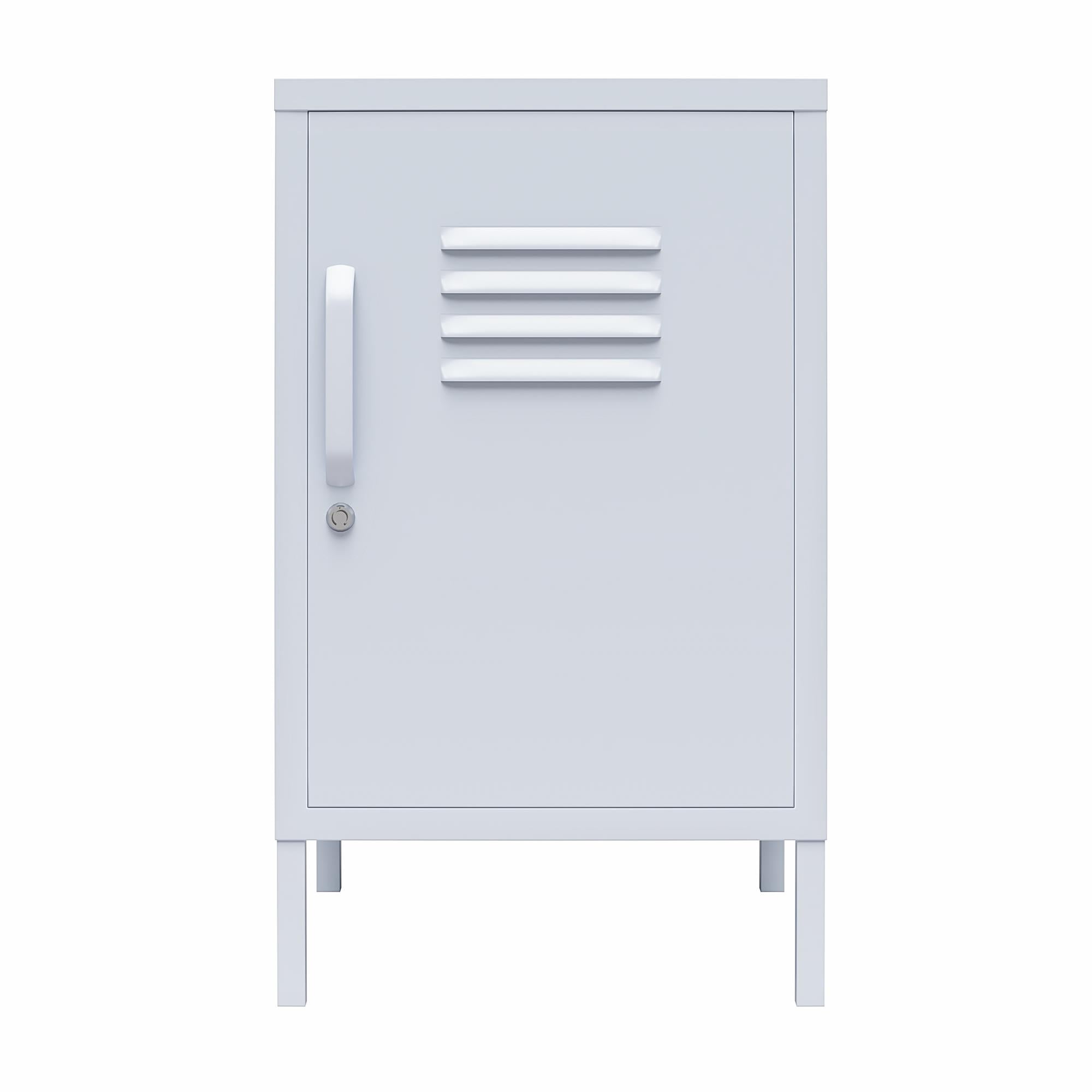 Novogratz Cache Metal Locker Style Living Room End Table, Powder Blue