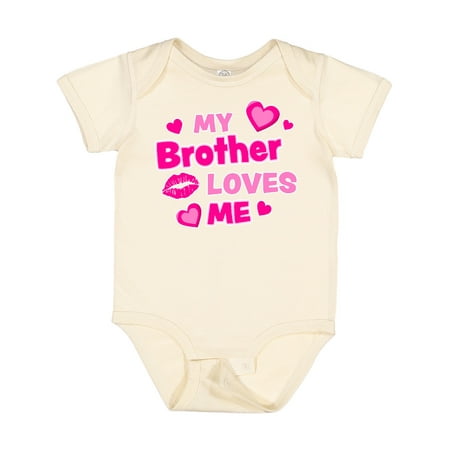 

Inktastic My Brother Loves Me with Hearts and Kiss Gift Baby Boy or Baby Girl Bodysuit