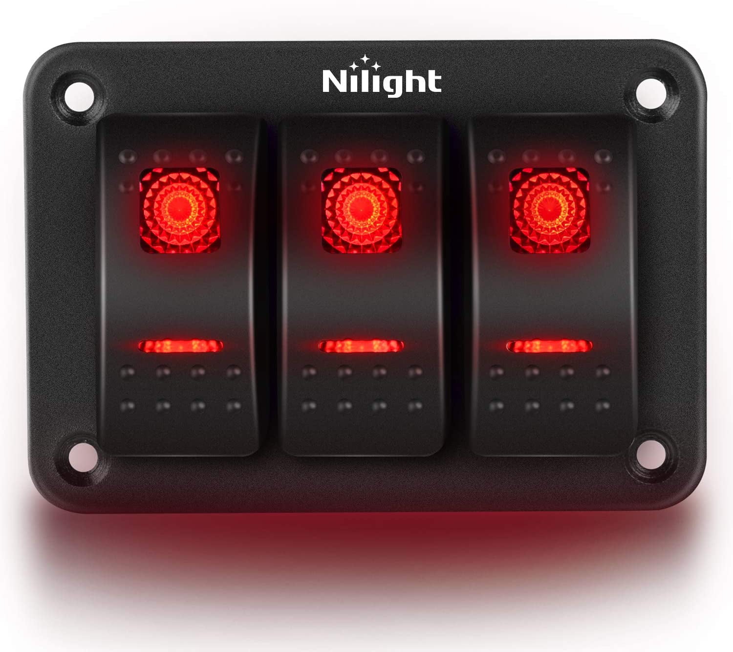 RED RED 3D WRAP CARBON FIBER PANEL w/ LED toggle switches 