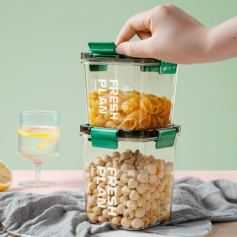 Airtight Cereal Storage Container With Lids, Clear Airtight Kitchen Food  Storage Container For Grain, Sugar, Flour, Rice, Nut, Snacks