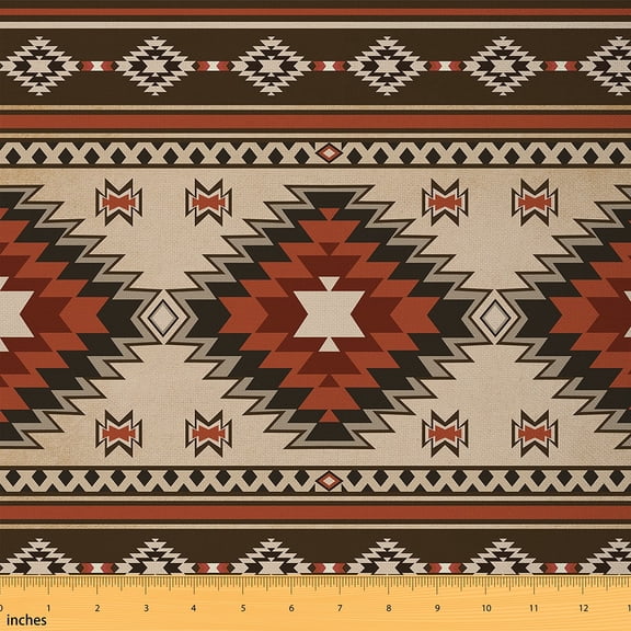 Castle Fairy Southwestern Aztec Fabric by the Yard 1 Yard,Bohemian Geometric Home Decor Fabric by the Yard,Exotic Style Room Decor Fabric by the Yard,Ultra Soft Tribal Home Decor