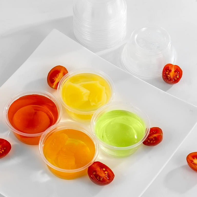 130 Sets - 2 Oz Jello Shot Cups, Small Plastic Containers with