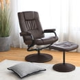 thumbnail image 3 of Costway 360° Swivel Recliner Chair PVC Leather Lounge Accent Armchair w/ Ottoman Brown, 3 of 9
