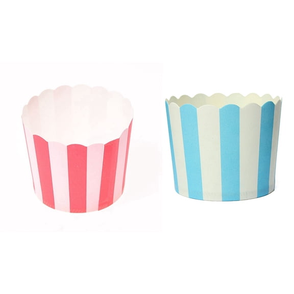 100pcs Cupcake Paper Cake Case Baking Cups Liner Muffin Kitchen Baking - 50 pcs Red & 50 pcsBlue Striped