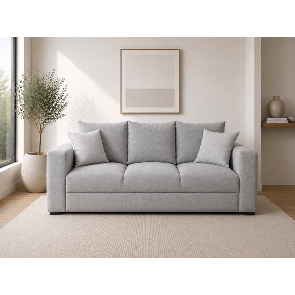 Sofa EL BAZAR STORE Miami Lino Gris Plata 3 Plazas Modular Moderno