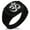 Black, variant on Stainless Steel Sacred Sanskrit Om CZ Ribbed Needle Stripe Pattern Biker Style Polished Ring