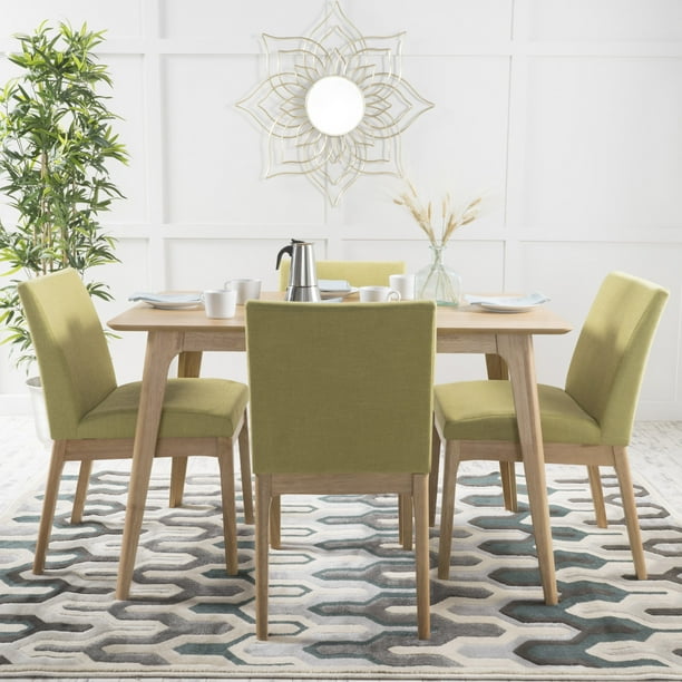 Noble House Caruso Mid-Century Modern 5 Piece Dining Set, Green Tea and